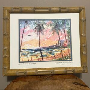 Waikiki Afternoon Framed & Signed by Artist Woody Chock